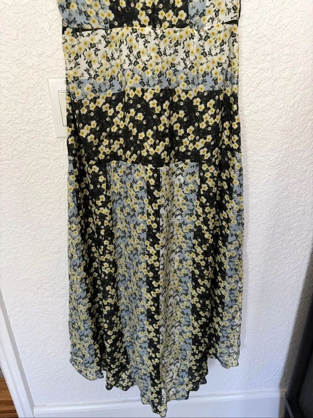 Parker Shelby Silk Floral Blossom Patchwork MIDI Dress Blue Multi Size 2 - Picture 9 of 12